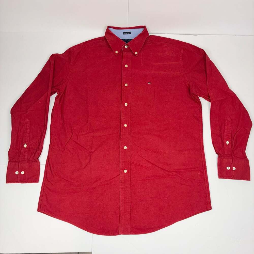 Tommy Hilfiger Men Heritage Oxford Slim Fit Button Down Shirt Red Size L